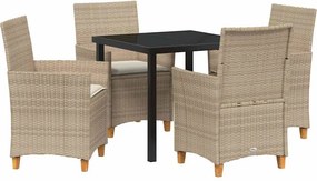 vidaXL Kert étkező szett 5 pcs Bézs polirattan