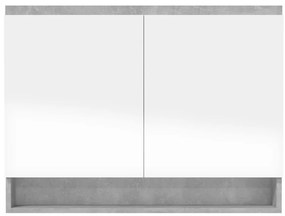 betonszürke MDF tükrös fürdőszobaszekrény 80 x 15 x 60 cm