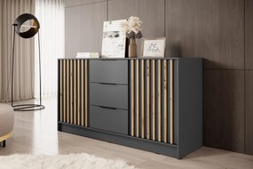 Neria komód 155 cm - grafitszürke / artisan tölgy