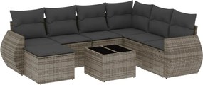 vidaXL 8 részes szürke polyrattan kerti ülőgarnitúra párnákkal