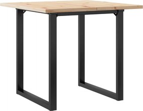 vidaXL tömör fenyőfa és acél étkezőasztal O-vázzal 90x90x75,5 cm