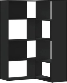 vidaXL 4 szintes fekete szerelt fa sarokkönyvespolc 85 x 85 x 140 cm