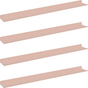 vidaXL Lebegő polc 4 pcs Rózsaszín 80 x 9 x 2,5 cm Acél