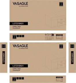 Dohányzóasztal, felemelhető asztallapos dohányzóasztal 2 fiókkal és rejtett rekesszel, bézs