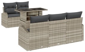 6 darabos kerti kanapé szett párnákkal Világosszürke Poly Rattan, 2 személyes kerti kanapé tárolóval és párnákkal Világosszürke Poly Rattan