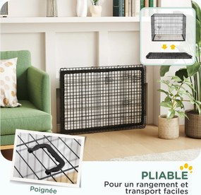 PawHut Kutya Ketrec, Összecsukható Kutya Szállító Keverék 2 Ajtóval, Kivehető Tálca, Mosható Puha Párna, Acél Váz, 91 x 62 x 68 cm, Fekete | Aosom