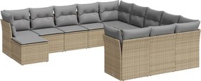 vidaXL 12 részes bézs polyrattan kerti ülőgarnitúra párnákkal