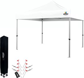 Összecsukható Kerti Pavilon 3x3 m | Prémium UV/PVC Védelem | Masszív BRIMO Vázszerkezet | Gyors Összeszerelés Szerszám Nélkül - falak nélkül - Fehér