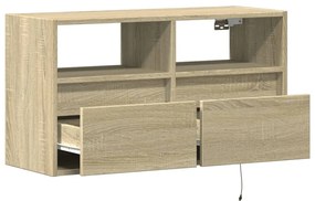 sonoma tölgy színű fali TV-szekrény LED-ekkel 80x31x45 cm