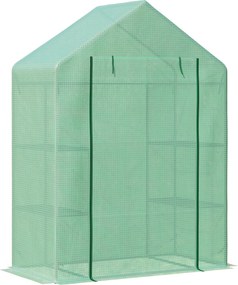 Outsunny Foliage Üvegház 6 Polccal, Belépős Kert Shed Zöldség Ház Növény Ház Roll-up Bejárattal, Hideg Tálca Zöld 141 x 72 x 191 cm | Aosom