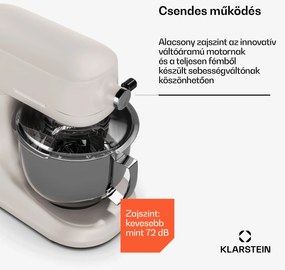 Klarstein Chiara konyhai robotgép, 1600 W, 12 beállítás, rozsdamentes acél tál, LCD kijelző, Tartozékokkal együtt