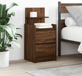 2 db barna tölgy éjjeliszekrények 2 fiókkal 38x34x80 cm