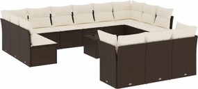 vidaXL 14 részes barna polyrattan kerti ülőgarnitúra párnákkal
