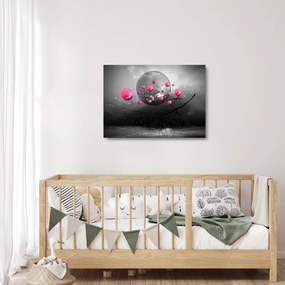 Rózsaszín absztrakt gömbök képe (üvegen) (70x50 cm)