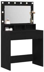 Sminkasztal LED Fénnyel, Fekete Tölgy, 79x41x135 cm
