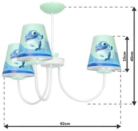 Gyermek csillár rúdon DOLPHIN 3xE14/40W/230V