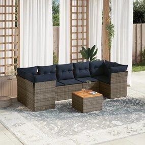 8 részes szürke polyrattan kerti ülőgarnitúra párnával