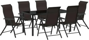 vidaXL Kert étkező szett 7 pcs Fekete Kávé Porszórt acél