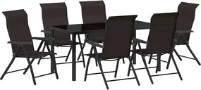 vidaXL Kert étkező szett 7 pcs Fekete Kávé Porszórt acél