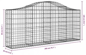 vidaXL 7 db íves horganyzott vas gabion kosár 200x30x80/100 cm