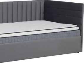 Ágy ágyráccsal, 90x200, szürke Velvet szövet, MEVIA