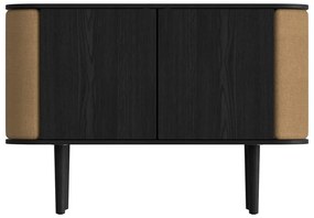 Fekete-barna alacsony komód tölgyfa dekorral 109x75 cm Treasures – UMAGE