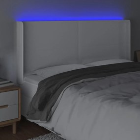 fehér műbőr LED-es fejtámla 163x16x118/128 cm