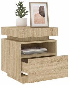 2 db sonoma tölgy éjjeliszekrény LED-fényekkel 40x39x48,5 cm