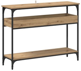Konzolasztal polcokkal kézműves tölgy 100 x 29 x 75 cm Faanyag