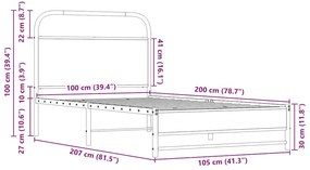 ágykeret matrac nélkül 100x200 cm sonoma tölgyfa műfa