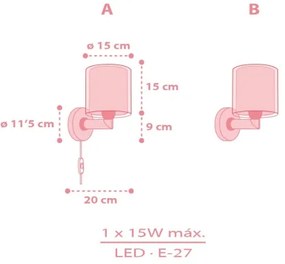 Dalber 41769S - Gyerek fali lámpa KAWAII FRIENDS 1xE27/15W/230V rózsaszín