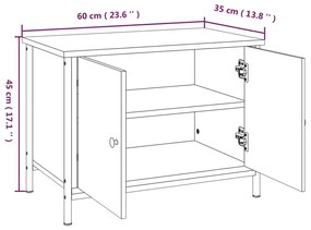 fekete szerelt fa TV-szekrény ajtókkal 60x35x45 cm