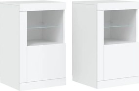 vidaXL 2 db fehér szerelt fa kisszekrény LED-fényekkel