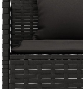 6 részes fekete polyrattan kerti étkezőgarnitúra párnákkal