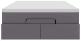 Ottomán ágykeret matraccal Szürke 120x190 cm műbőr 120x190 cm