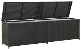 vidaXL fekete polyrattan kerti tárolóláda 200 x 50 x 60 cm