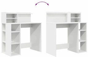 Íróasztal tárolóval polcokkal Fehér 90 x 48 x 101.5 cm Faanyag