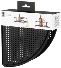Fekete öntapadós acél fürdőszobai sarokpolc szett 2 db-os Cubiko – Umbra
