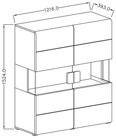Vitrin Tamie Typ 42 (sötétszürke + tölgy). 1030159