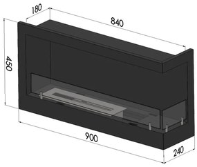 InFire - Sarok BIO kandalló 45x90 cm 3kW fekete