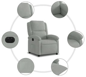 világosszürke bársony elektromos dönthető fotel