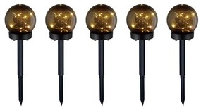 Kobi KÉSZLET 5x LED Napelemes lámpa 5xLED/0,12W/1,2V 3000K IP44 fekete KB0361