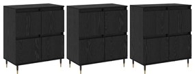 Oldalszekrények 3 pcs Musta tammi 180 x 35 x 70 cm Faanyag