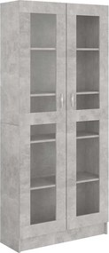 vidaXL betonszürke szerelt fa vitrinszekrény 82,5 x 30,5 x 185,5 cm