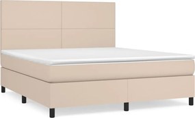 vidaXL cappuccino színű műbőr rugós ágy matraccal 160 x 200 cm