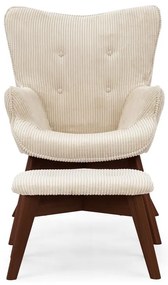 Bézs kordbársony fotel lábtartóval Niko – Ropez