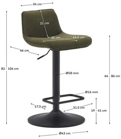 Sötétzöld bárszék szett 2 db-os 103 cm Zenda – Kave Home