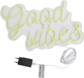 Neon fali lámpa sárga LED-del - Good Vibes