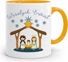 Sárga Karácsonyi Bögre Mikulásra, fényképes nyomtatással