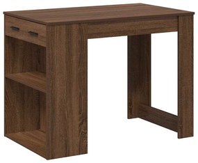 íróasztal fiókkal polccal barna tölgy 102x62x77,5 cm gépelt fa